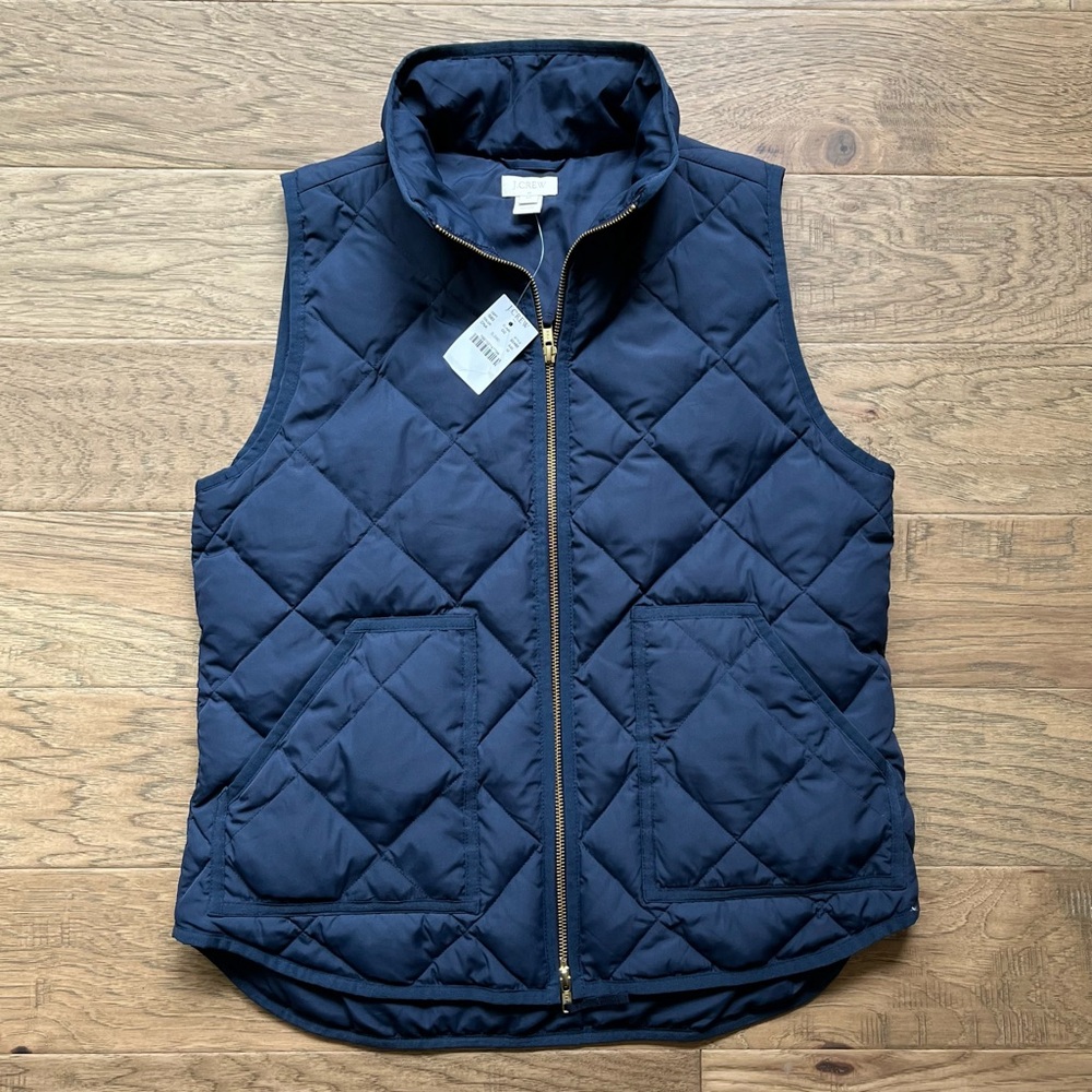 NWT J. Crew Down Quilted Vest in navy